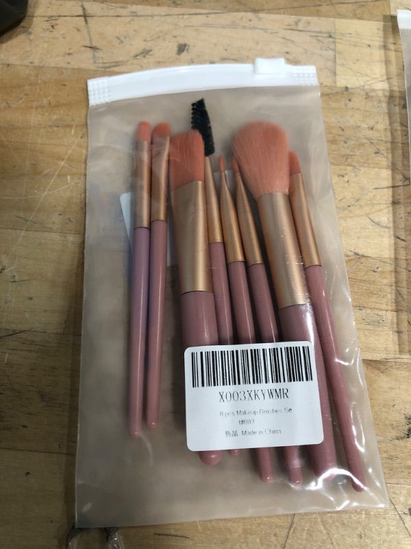 Photo 2 of 2 PACK***Liasun Travel Makeup Brush Set 8PCS Mini Size Premium Synthetic Fiber Foundation Blush Concealer Eyebrows Eye Shadow Angled brush Lip Make up Brush With Storage Bag (Skin Pink)