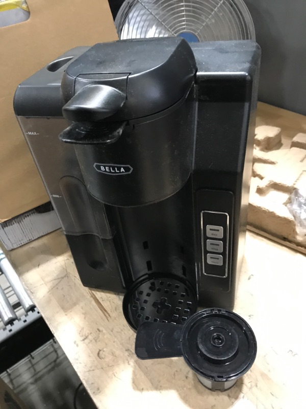 Photo 2 of **NON-REFUNDABLE-SEE COMMENTS**
BELLA Single Serve Coffee Maker, Dual Brew K-Cup Pod or Ground Coffee Brewer, Adjustable Drip Tray for Personal Travel Mugs, Large Removable Water Tank, Black