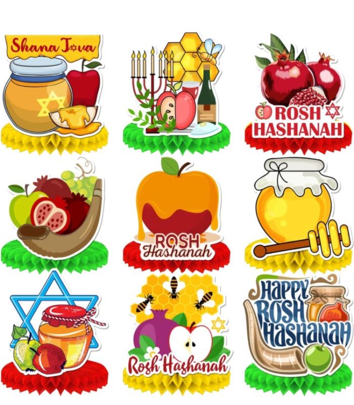 Photo 1 of 2 pack - 9pcs Rosh Hashanah Decorations Honeycomb Centerpiece, 3D Double Side Rosh Hashanah Table Decorations, Jewish New Year Party Decorations, Shana Tova Rosh Hashanah Party Supplies