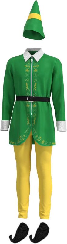 Photo 1 of Buddy The Elf Costume for Men Adult Christmas Halloween Cosplay Holiday Party Full Set Include Hat Tops Pants Belt
XL