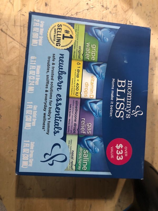 Photo 1 of 05/2024*****Mommy's Bliss Newborn Essentials Gift Set, Includes Gripe Water, Baby Vitamin D / Gas Drops and Gentle Saline Drops/Spray

