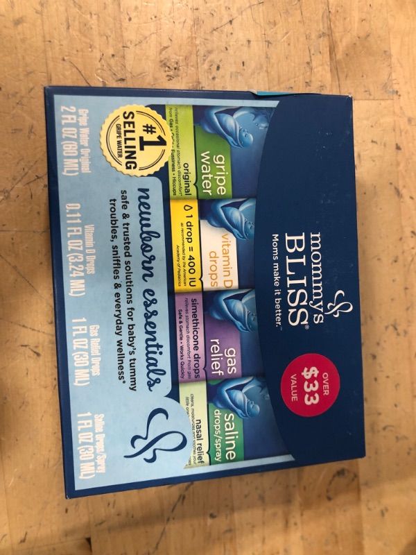 Photo 1 of 05/2024*****Mommy's Bliss Newborn Essentials Gift Set, Includes Gripe Water, Baby Vitamin D / Gas Drops and Gentle Saline Drops/Spray
