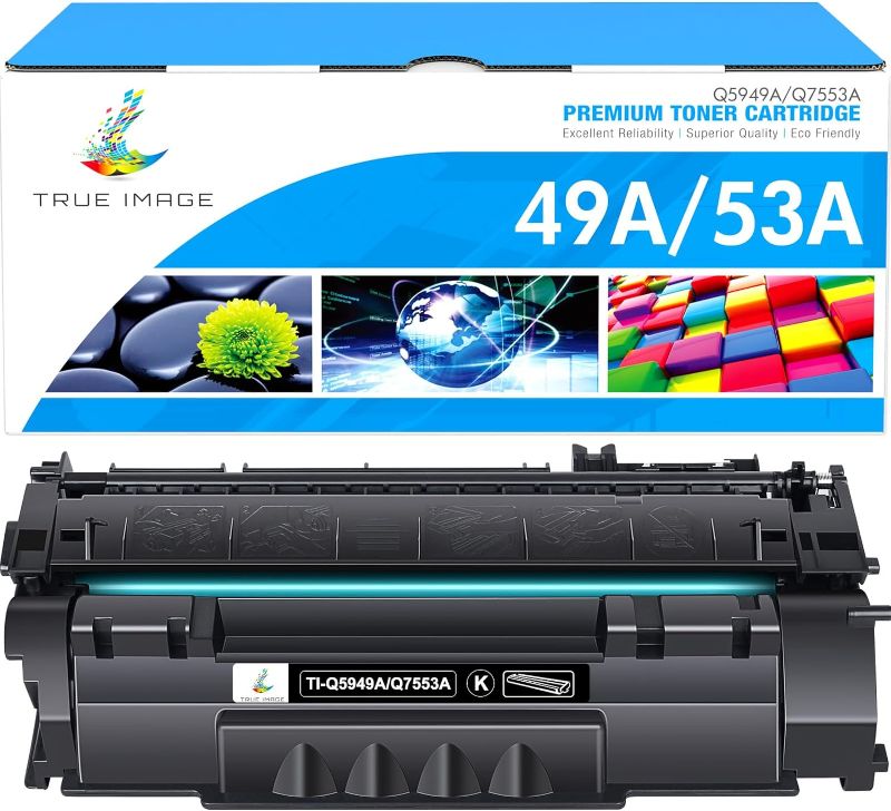Photo 1 of ** 2 PACK* TRUE IMAGE Compatible Toner Cartridge Replacement for HP 49A Q5949A 53A Q7553A 49 Q5949 for 1320 1320n 3390 1160 1320tn 1320nw 3392 P2015 P2015dn Printer Ink (Black, 1-Pack)
