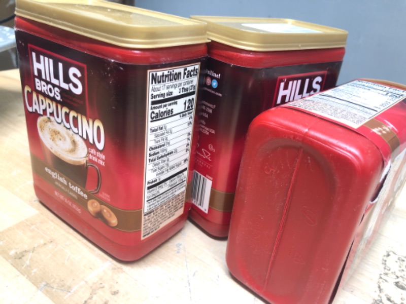 Photo 2 of * 3 BOTTLES* Hills Bros Cappuccino, English Toffee, 16 Ounce DATED 03/2024