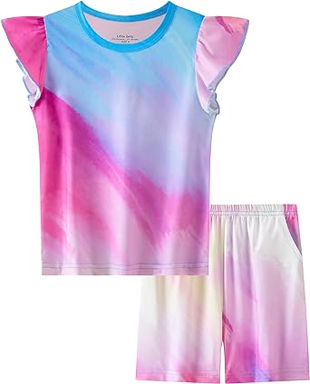 Photo 1 of Little bety Tie Dye Pajamas Set Girls Short Soft Pajamas Toddler Pjs Summer Kids Sleepwear SIZE 16
