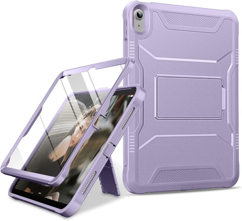 Photo 1 of DTTO Case for iPad 10th Generation 10.9 Inch 2022 Release, iPad Case with Kickstand and Built-in Screen Protector, Durable Shockproof Full Body Protective Cover - Taro Purple
