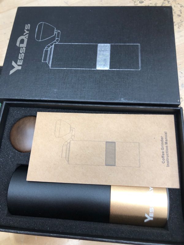 Photo 1 of YESSDAYS Manual Coffee Grinder - Premium Stainless Steel Manual Coffee Burr with Grind Settings, Aluminum Body, Ergonomic Wood Knob Handle, Hand Grinder Coffee Gift For Office, Travelling, Camping
