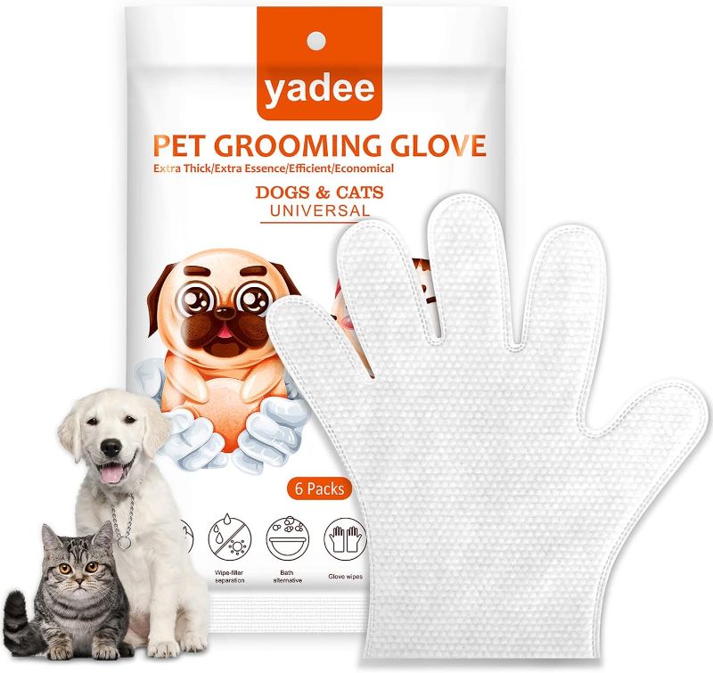 Photo 1 of 3 PACK**yadee Dog Cleaning Gloves Wipes, Pet Grooming Gloves for Cats Dogs, Finger Disposable Wipes for Cleaning, Soothing & Nourishing Pet Hair, Gentle Deodorizing Wipes for Puppy Kitten, No Washing
