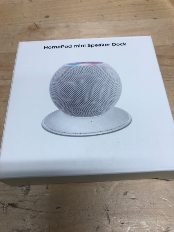 Photo 2 of TopMade HomePod Mini Stand, Leather Desktop Bracket Scratch Free Anti Slip Pad for Apple HomePod Mini - an Space Saving Accessory (Blue) C-Blue