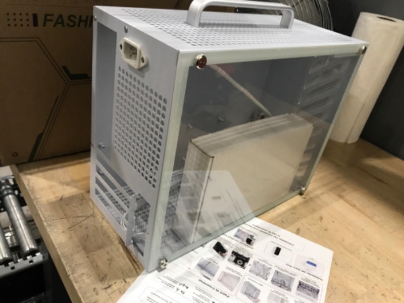 Photo 1 of SZD I8 Micro ATX PC Gaming Case, Mini-ITX Motherboard Small Form Factor Computer Chassis with Tempered Glass Side Panel, Front I/O USB 3.0 Type - C Port, High Airflow MESH Panels (White)