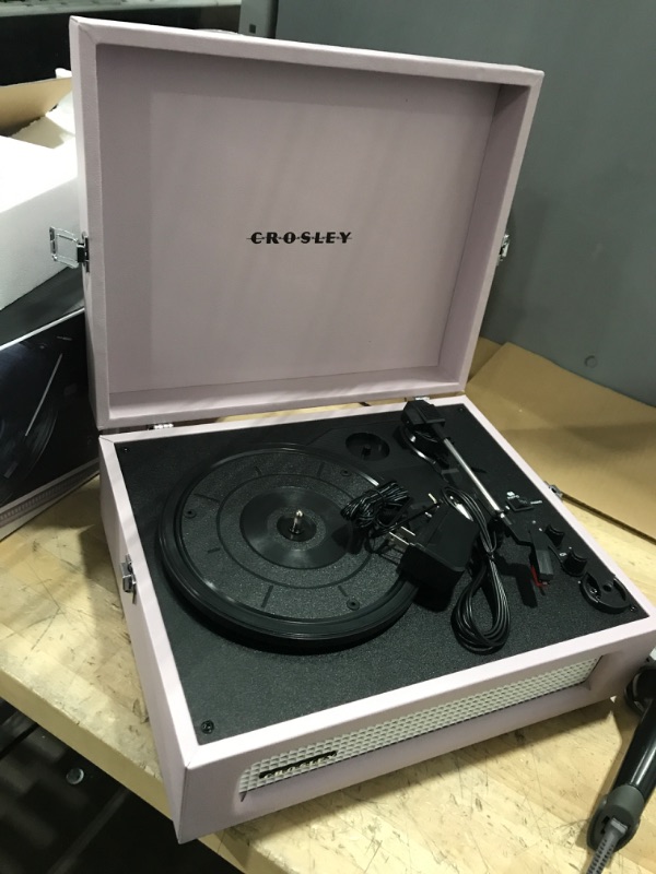 Photo 3 of Crosley CR8017B-AM Voyager Vintage Portable Turntable with Bluetooth in/Out and Built-in Speakers, Amethyst Bluetooth In/Out Amethyst