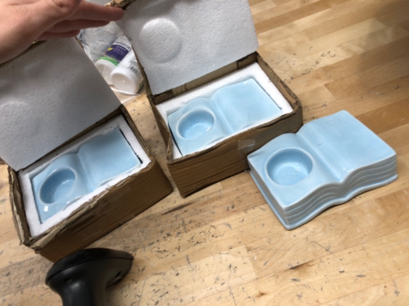 Photo 1 of 3 pack Ceramic Tea Light Candle Holder, Opening-Book Style Candle Jar, Decorative Stand for Votive Candles