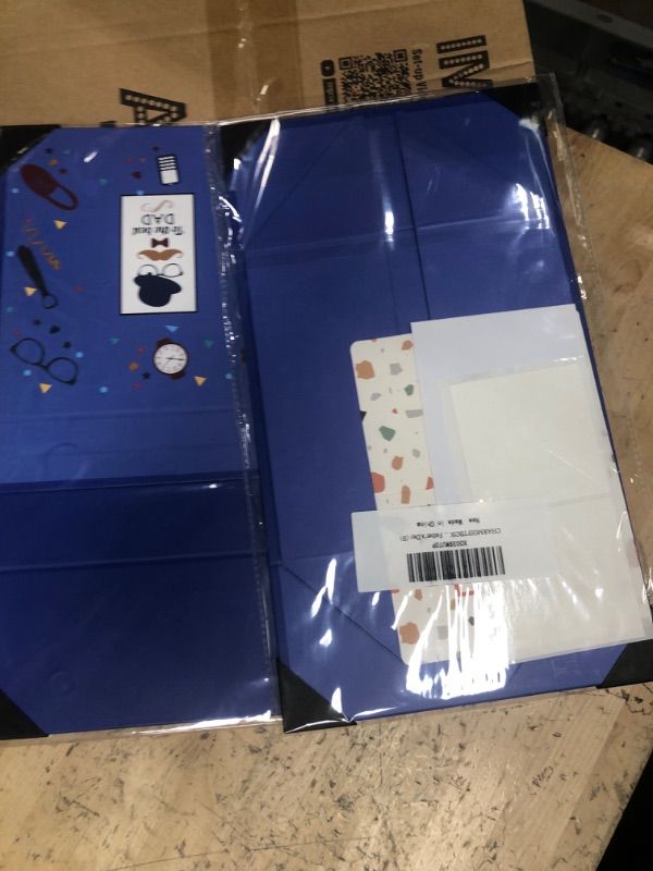 Photo 1 of 2 CHARMGIFTBOX Gift Box with Magnetic Closure Lids and Greeting Card, 6.5x6.9x3.2 In Blue Empty Gift Boxes for Presents Father's Day Gifts from Daughter Son Wife Lover Men Party Birthdays(B)