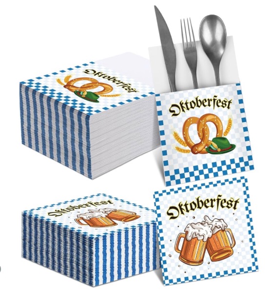 Photo 1 of 2 pack 
Uiifan 72 Pieces Oktoberfest Silverware Holders and Cocktail Napkins Set 36 Oktoberfest Paper Luncheon Napkins 36 Cutlery Holders for German Bavarian Beer Party Dinnerware Decoration Supplies