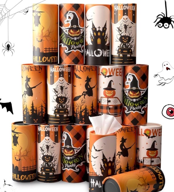 Photo 1 of 
Umigy 18 Pack Halloween Pumpkin Car Tissue Box with 40 Counts 2 Ply Facial Tissues for Car Round Travel Car Tissue Holder Paper Tissues Cylinder for Halloween Party Decorations Car Cup Holder Bathroom