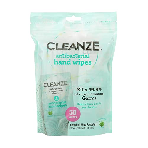 Photo 1 of 2 Cleanze Antibacterial Hand Sanitizing Wipes | Hand Wipe Packets, 6 Packs -  Hand Wipes, Unscented Disinfecting Travel Hand Sanitizer Wipes with Aloe | Kill 99.9% of Germs
