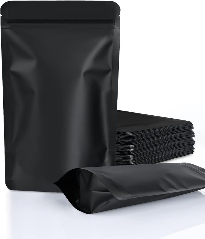 Photo 1 of 100 Pack Resealable Stand Up Bags,Smell Proof Pouch Sealable Foil Pouch Bags for Packaging (Black, 4x6")
