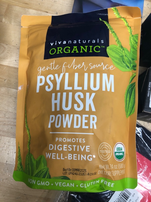 Photo 2 of BB: 03/08/2025
Viva Naturals Organic Psyllium Husk Powder (1.5 lbs ) - Easy Mixing Fiber Supplement, Finely Ground & Non-GMO Powder for Promoting Regularity 24 Ounce (Pack of 1)