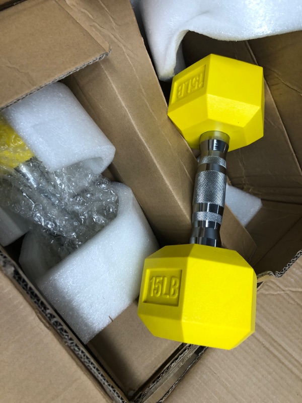 Photo 2 of Signature Fitness Colored Rubber Encased Hex Dumbbell, Pairs or Sets, Multiple Packages