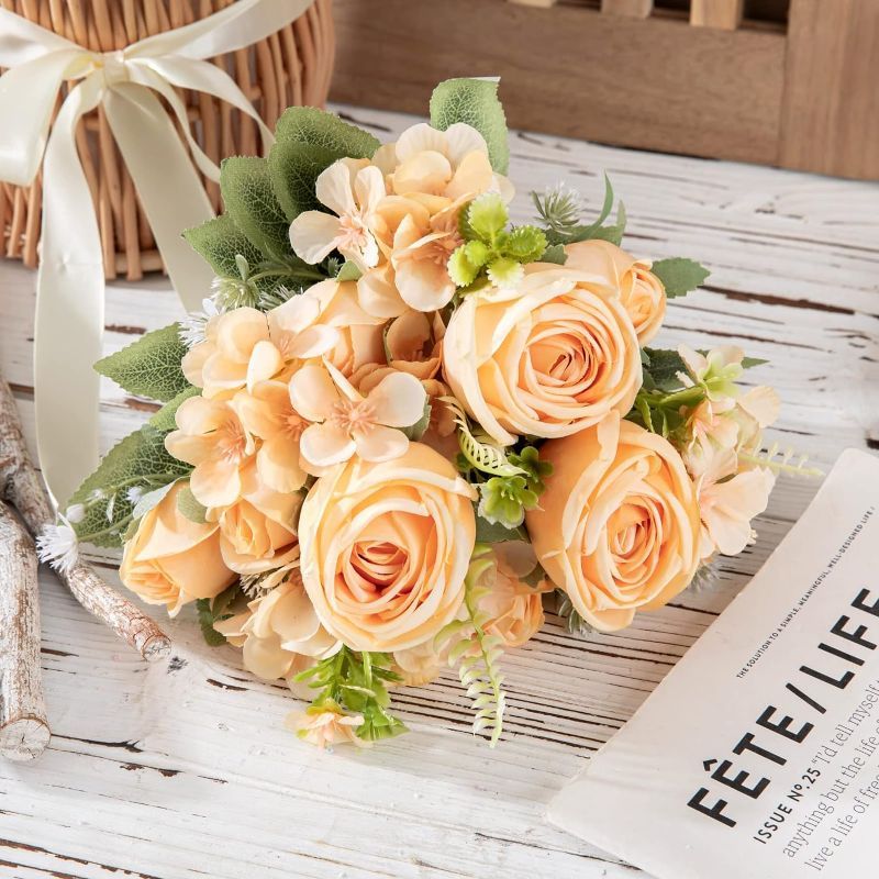 Photo 1 of  White Rose Artificial Flowers 3PCS Silk Flowers Fake Rose Flowers Arrangements Centerpieces for Party Table Home Bridal Wedding Festival Decor