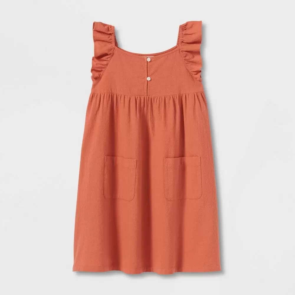 Photo 1 of Girls' Flutter Sleeve Dress - Cat & Jack Pink L 