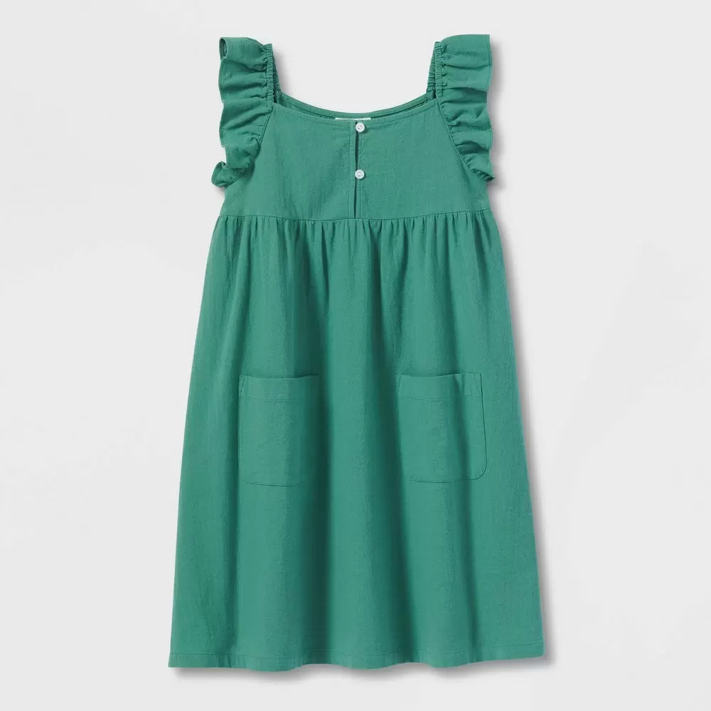 Photo 1 of Girls' Flutter Sleeve Dress - Cat & Jack Green XS