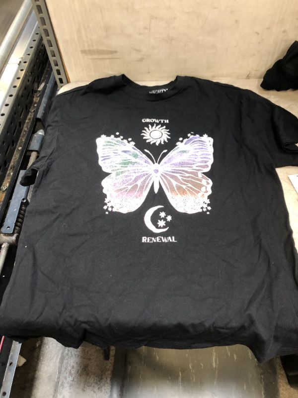 Photo 2 of Women's Mad Engine Butterfly Celestial Oversized Lounge T-Shirt - Black XL 