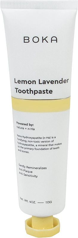 Photo 1 of Boka Lemon Lavender Natural Whitening Toothpaste, Nano-Hydroxyapatite for Remineralizing, Sensitivity and Whitening, Fluoride-Free, Dentist Recommended for Kids and Adults, Made in USA, 4oz (1 Pack)
