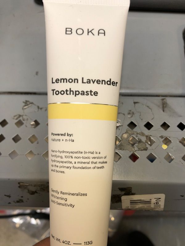 Photo 2 of Boka Lemon Lavender Natural Whitening Toothpaste, Nano-Hydroxyapatite for Remineralizing, Sensitivity and Whitening, Fluoride-Free, Dentist Recommended for Kids and Adults, Made in USA, 4oz (1 Pack)
