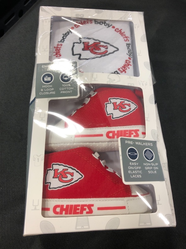 Photo 1 of KC CHIEFS EMBROIDERED BABY BIB AND PRE WALKERS