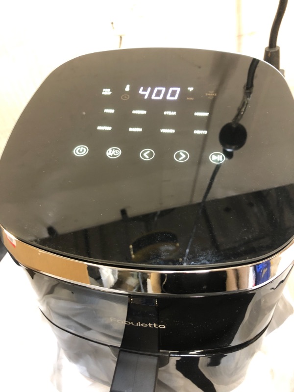 Photo 2 of Air Fryers, Fabuletta 9 Cooking Functions Electric Air Fryer, Shake Reminder, Powerful 1550W Electric Hot Air Fryer Oilless Cooker, Tempered Glass Display, Dishwasher-Safe & Nonstick, 4 Quart Air Fryer Black