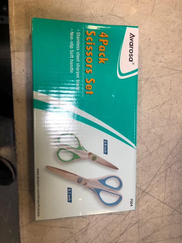 Photo 2 of Scissors All Purpose, Craft Office Kitchen Fabric Scissors for Daily Use, Office School Sewing Students Teacher Supplies, Sharp Stainless Steel Blade, Soft Grip Handle, 4 Pack, 6.8"/8"