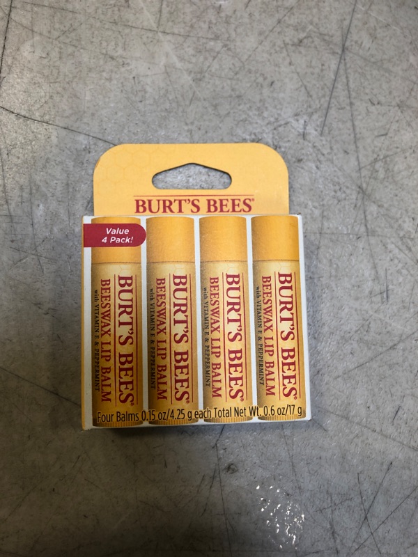 Photo 2 of Burt's Bees Lip Balm Easter Basket Stuffers, Moisturizing Lip Care Spring Gift, for All Day Hydration, 100% Natural, Original Beeswax with Vitamin E & Peppermint Oil (4 Pack) Original 4 Count