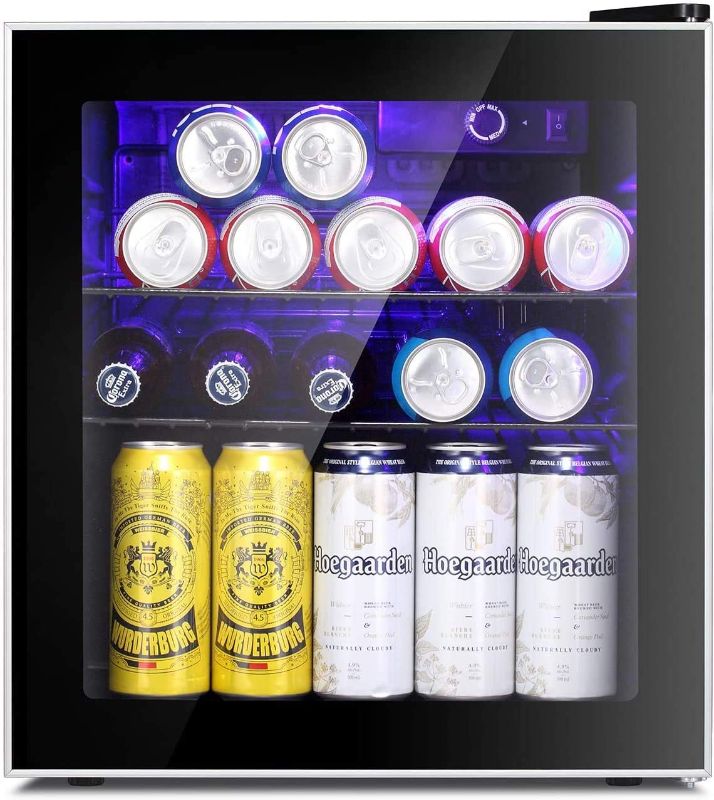 Photo 1 of Antarctic Star Mini Fridge Cooler - 75 Can Beverage Refrigerator Glass Door for Beer Soda or Wine – Glass Door Small Drink Dispenser Machine Clear Front Removable for Home, Office or Bar, 1.6cu.ft.