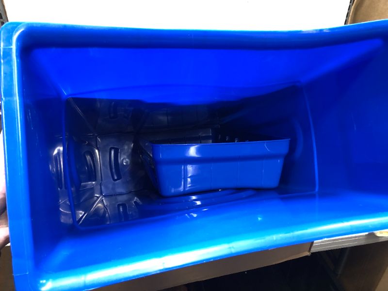 Photo 4 of 23 Gal. Blue Indoor Trash Container Rectangular Indoor Recycling Bin and Drop Shot Lid