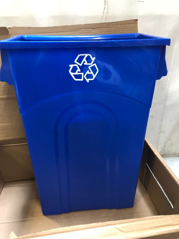 Photo 3 of 23 Gal. Blue Indoor Trash Container Rectangular Indoor Recycling Bin and Drop Shot Lid