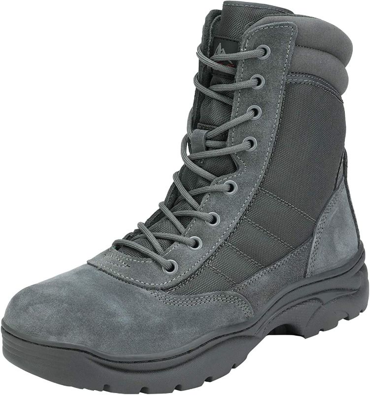 Photo 1 of Size 14 -- NORTIV 8 Men's Military Tactical Work Boots Side Zipper Leather Motorcycle Combat Boots