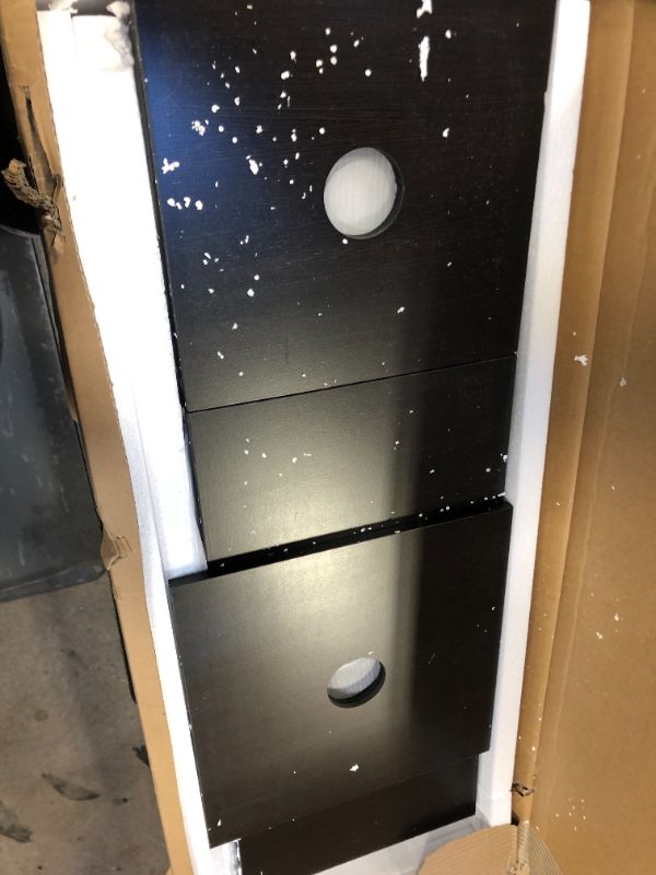 Photo 1 of Atlantic 4 Tier Rotating Cube Espresso & Drawbridge Media Storage Cabinet - Organize optical media, up to 240 CD, or 108 DVD, or 132 BD/Video Games, Adjustable Shelves, PN 37935726 in Black