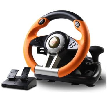 Photo 1 of Game Racing Wheel, PXN-V3II 180° Competition Racing Steering Wheel with Universal USB Port and with Pedal, Suitable for PC, PS3, PS4, Xbox One, Xbox Series S&X, Nintendo Switch - Orange