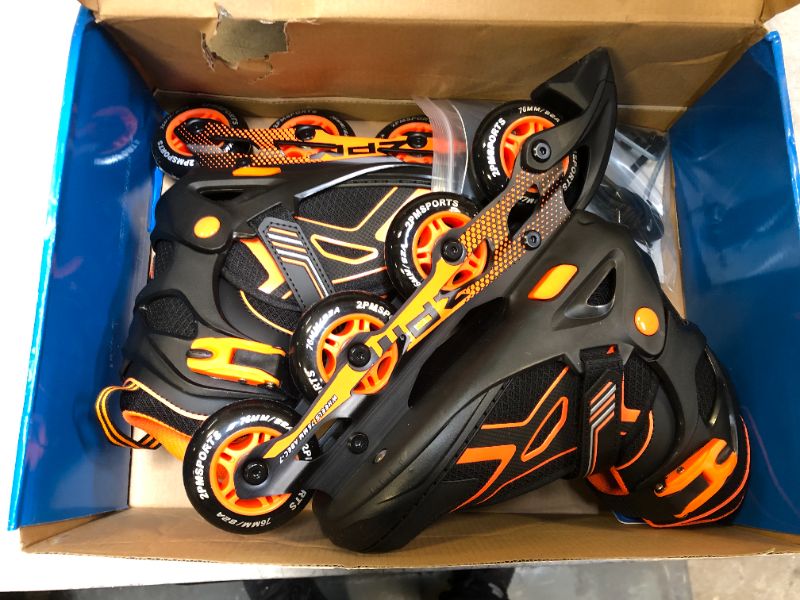 Photo 3 of 2PM SPORTS Torinx Orange/Red/Green Black Boys Adjustable Inline Skates, Fun Roller Blades for Kids, Beginner Roller Skates for Girls, Men and Ladies Orange Large - Youth (4-7 US)