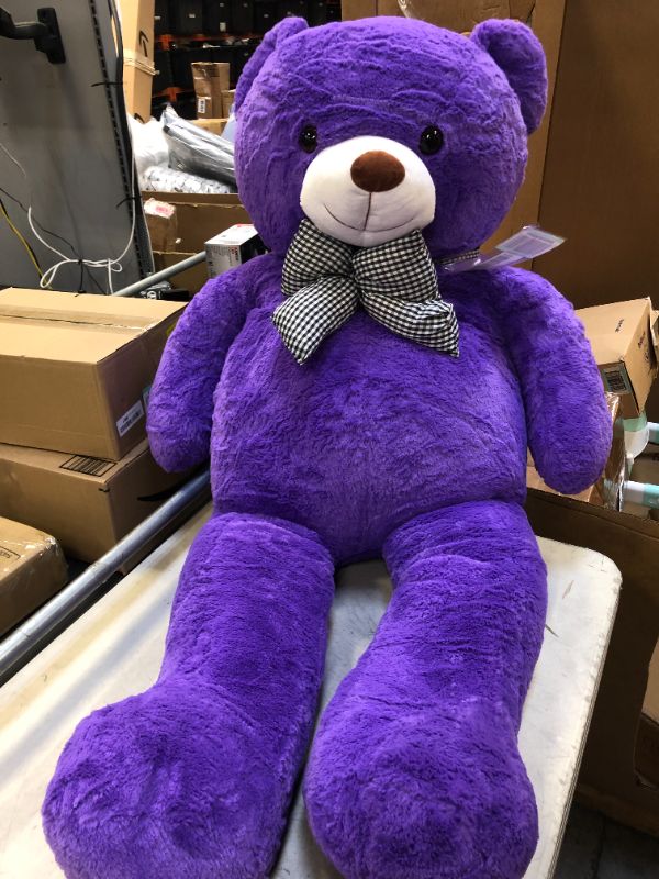 Photo 2 of IKASA Giant Teddy Bear Stuffed Animal Plush Toy,Large Bear Cute Jumbo Soft Toys,Huge Big Size Fluffy Plushy Fat Oversized Plushie,Gifts for Kids Girls Boys Girlfriend Children (Purple, 47 inches) Purple 47 inches