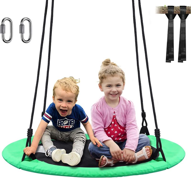 Photo 1 of BemerforS 40" Saucer Tree Swing for Kids Outdoor?Round Swing with Adjustable Hanging Straps?Quick Loading and Unloading, Waterproof of Saucer Tree Swing,Suitable for Park Backyard, Playground…
