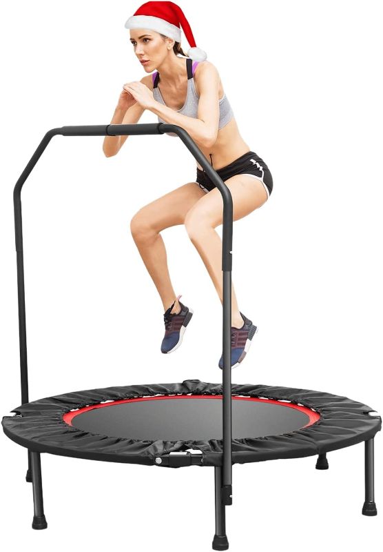 Photo 1 of 40" Exercise Trampoline, ANCHEER Mini Foldable Trampoline Rebounder, Adjustable Fitness Trampoline with Handle for Adults Kids, Indoor/Garden/Workout Cardio, Max Load 300lbs (Red)
