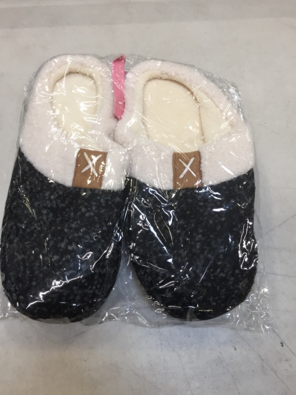 Photo 2 of  Women's Fuzzy Wool-Like House Shoes with Memory Foam, Gift for Women, Ladies Slippers with Indoor &Outdoor Anti-Skid Rubber Sole