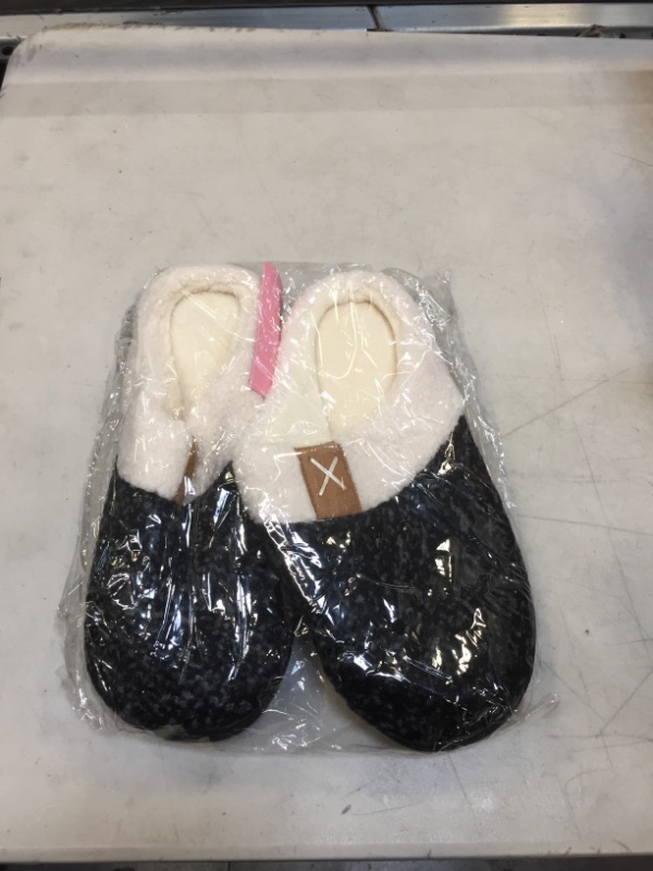 Photo 2 of  Women's Fuzzy Wool-Like House Shoes with Memory Foam, Gift for Women, Ladies Slippers with Indoor &Outdoor Anti-Skid Rubber Sole