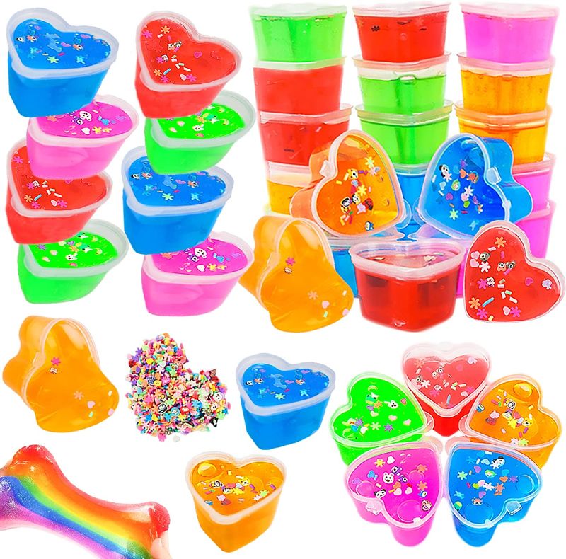 Photo 1 of Easter Basket Stuffers with Slime Inside Gifts for Kids, 20 Pack Hearts Party Favors for Boys Girls, Cute DIY Kit for School Classroom Rewards Hunt Treasure Box Game Prizes Filler
