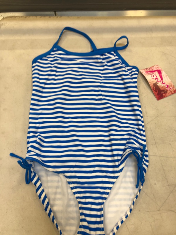 Photo 2 of Kanu Surf Girls' One Piece Swimsuits Blue - Blue Stripe Bali One-Piece - Girls
SIZE 14