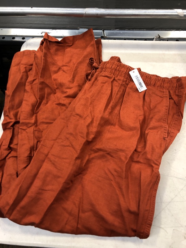 Photo 1 of Amazon Essentials Women's Plus Size Linen Blend Drawstring Wide Leg Pant (Available in Plus Size), Terracotta, 2X
