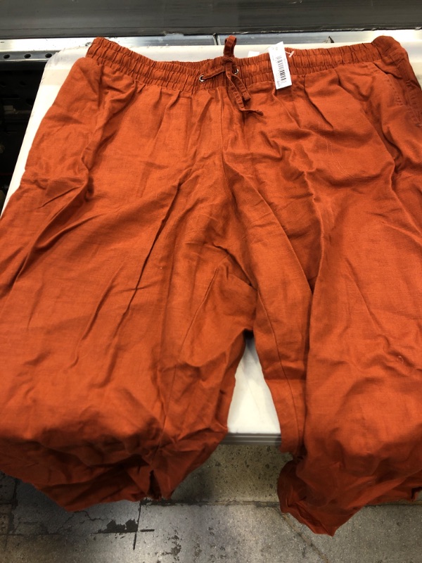 Photo 1 of Amazon Essentials Women's Plus Size Linen Blend Drawstring Wide Leg Pant (Available in Plus Size), Terracotta, 2X
