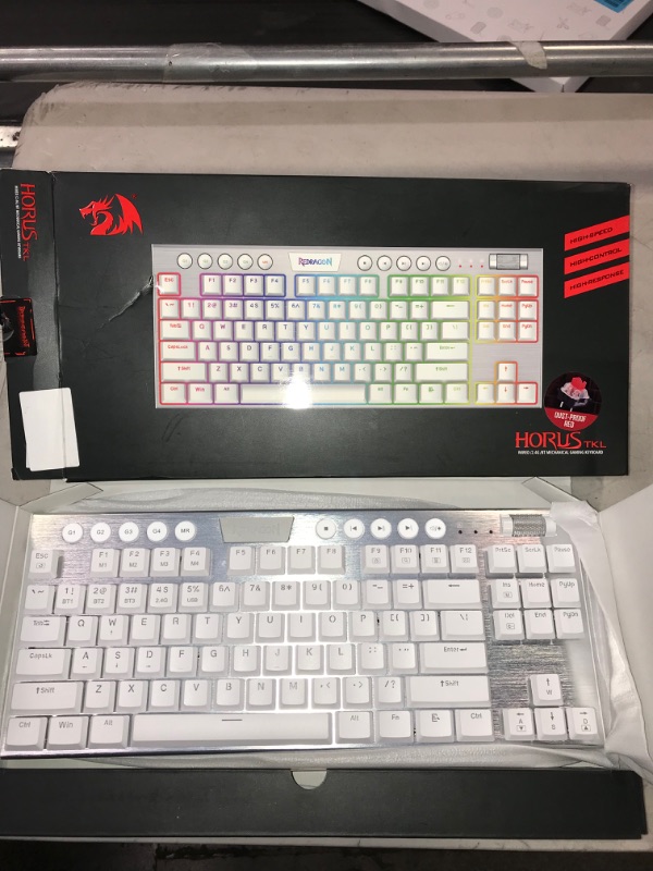 Photo 2 of Redragon K621 Horus TKL Wireless RGB Mechanical Keyboard, 5.0 BT/2.4 Ghz/Wired Three Modes 80% Ultra-Thin Low Profile Bluetooth Keyboard w/Dedicated Media Control & Linear Red Switches, White
